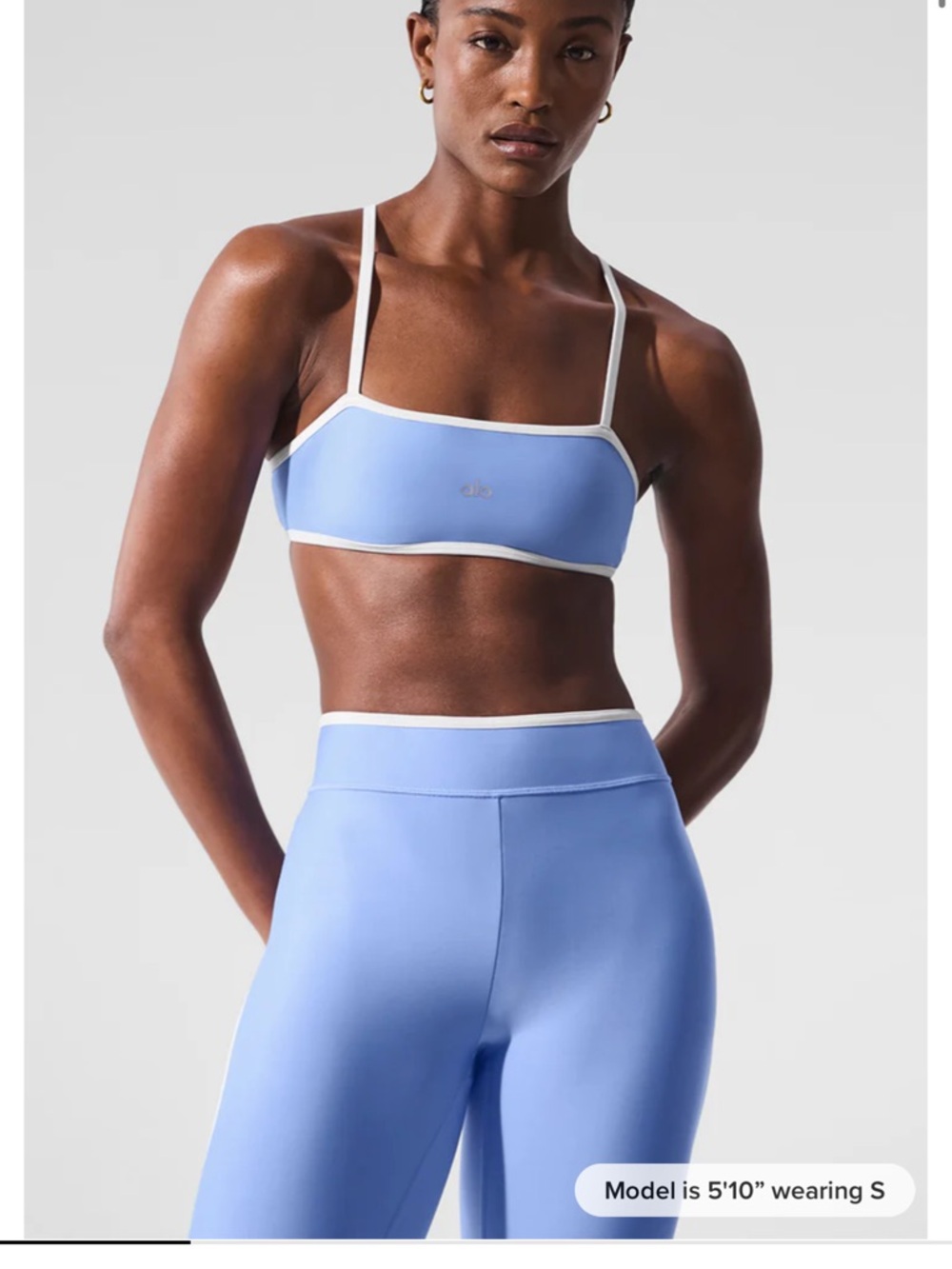 Light Blue Contrast-Trim Bralette Top by ALO Yoga